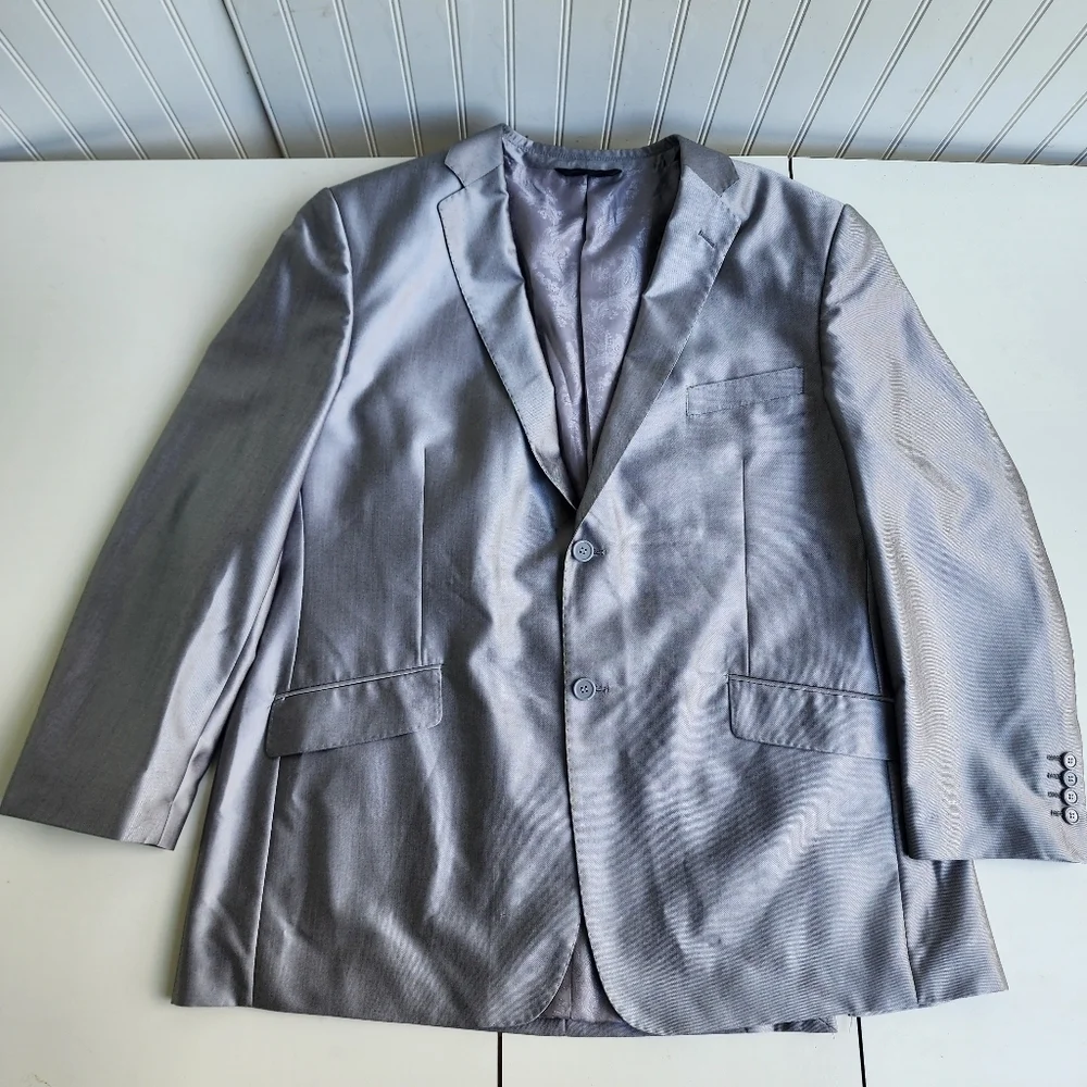 Gianni Uomo Mens 48R Silver Gray Sports Coat Blazer Gold Label
